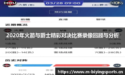 2020年火箭与爵士精彩对决比赛录像回顾与分析